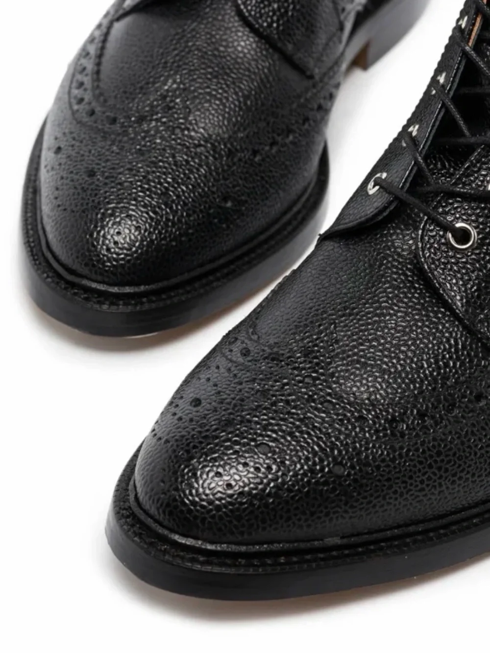 Thom Browne Men's Black Leather Lace-Up Brogue Boot